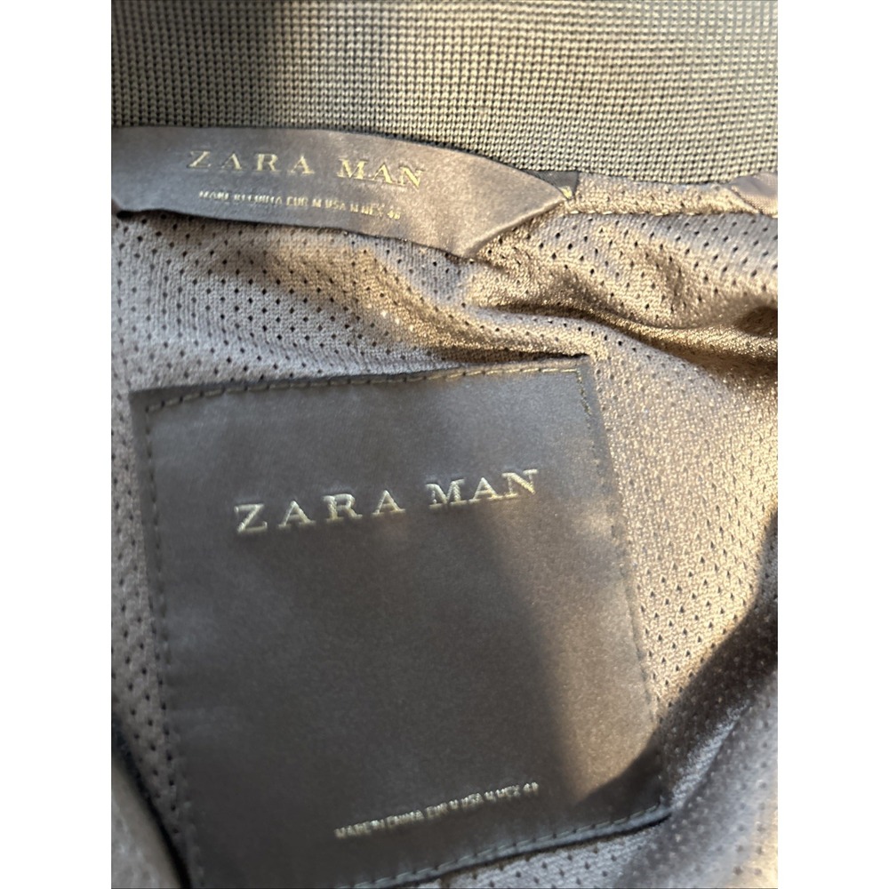ZARA MAN Earth Tone Floral Bomber Flight Type Light Coat Jacket Size M Medium - Picture 7 of 8